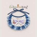 Retro Denim Kitty Bow Bib