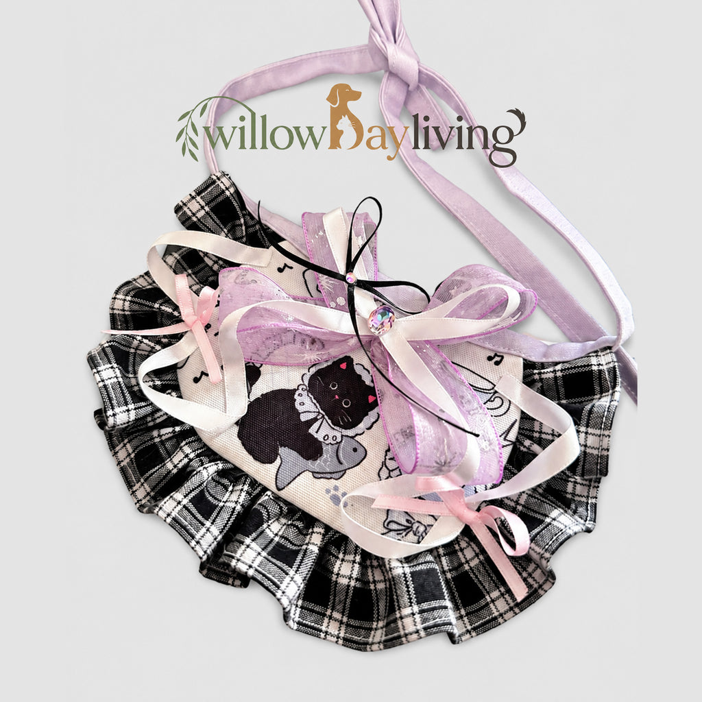Lavender Cat Bow Bib