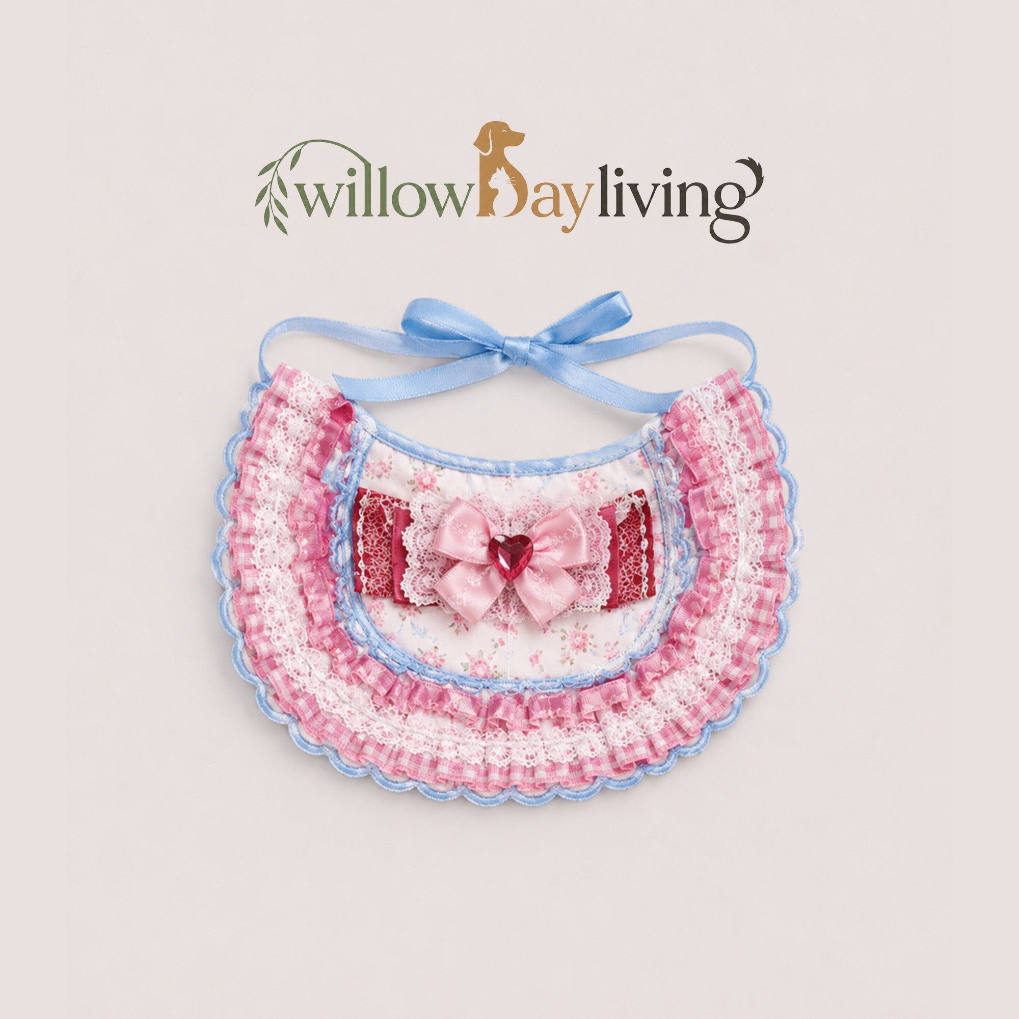 Pink Heart Lolita Bow Bib