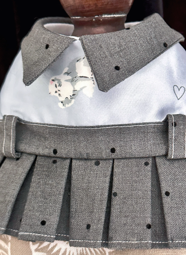 Grey Blue Polka Bib