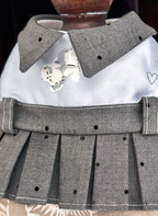 Grey Blue Polka Bib