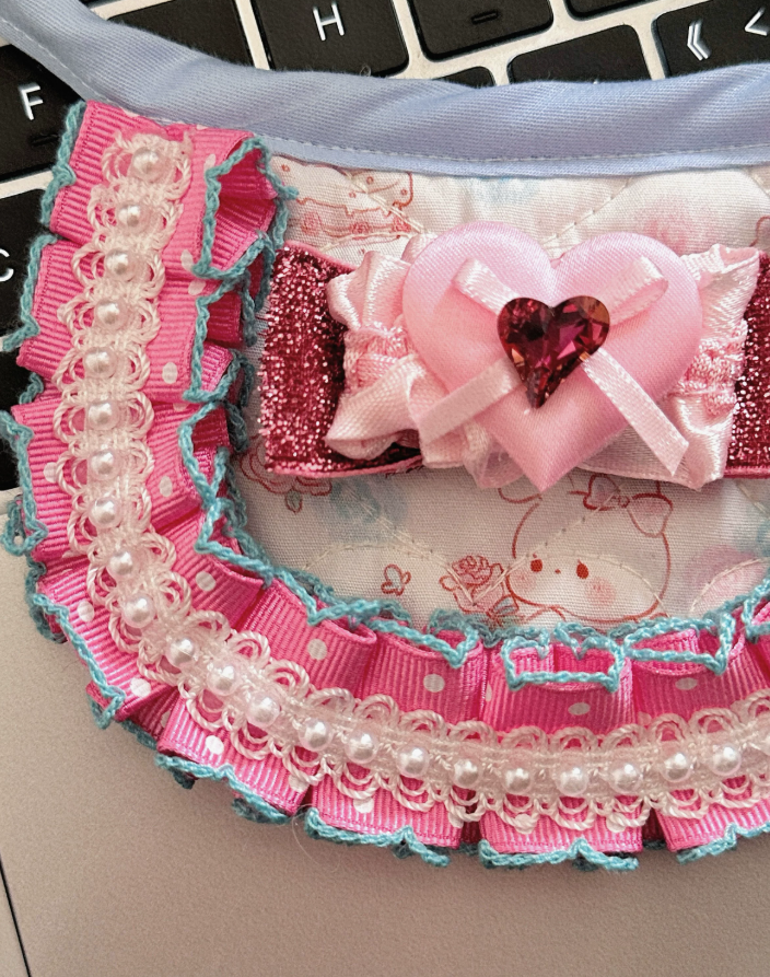 Pink Heart Lolita Bow Bib