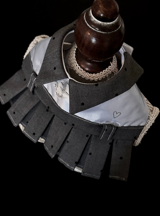 Grey Blue Polka Bib