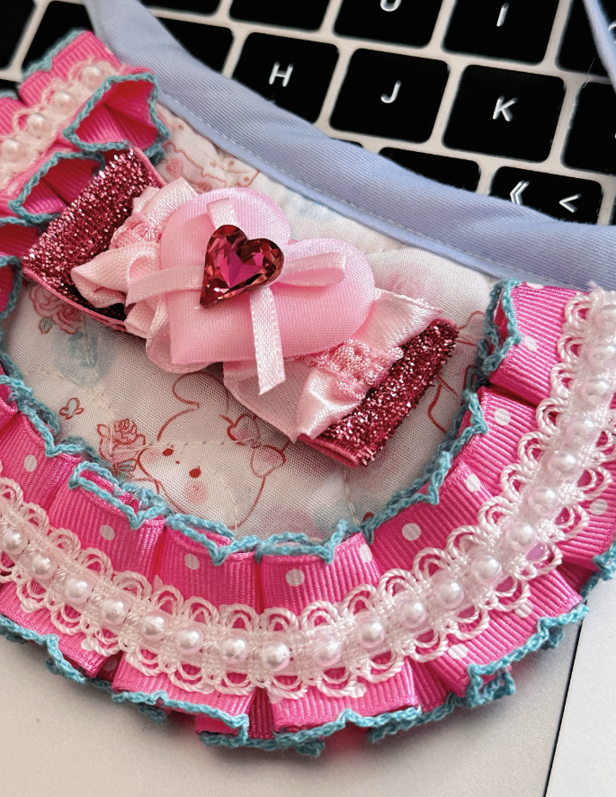 Pink Heart Lolita Bow Bib