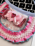 Pink Heart Lolita Bow Bib