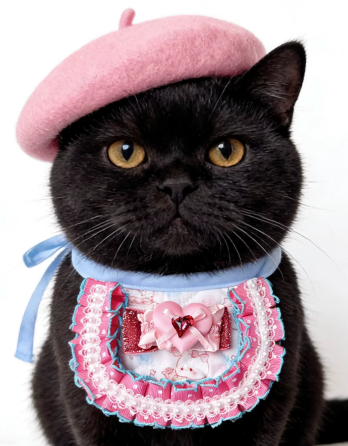 Pink Heart Lolita Bow Bib