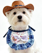Retro Denim Kitty Bow Bib